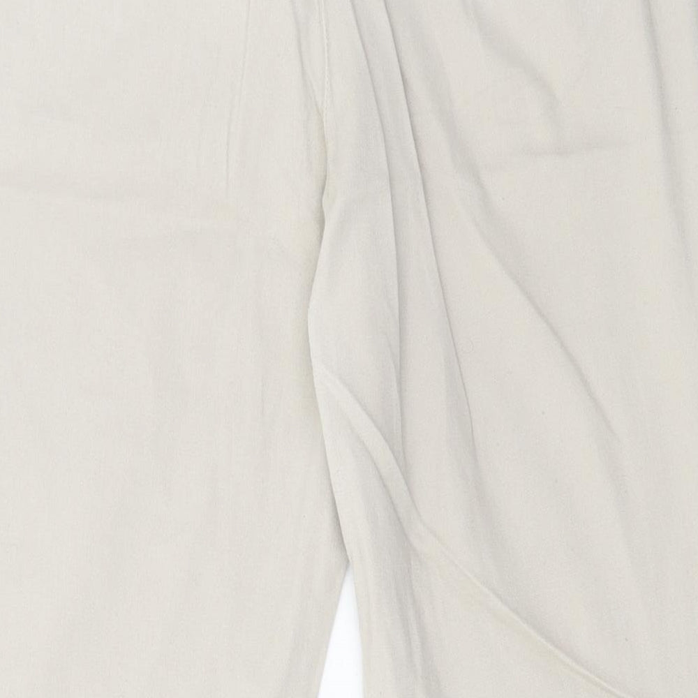 Wallis Womens Beige Cotton Chino Trousers Size 16 L22 in Regular Button