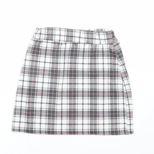Lasula Womens Grey Plaid Polyester Mini Skirt Size 8