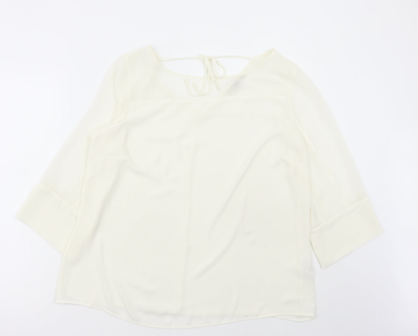 George Womens White Polyester Basic Blouse Size 16 Round Neck