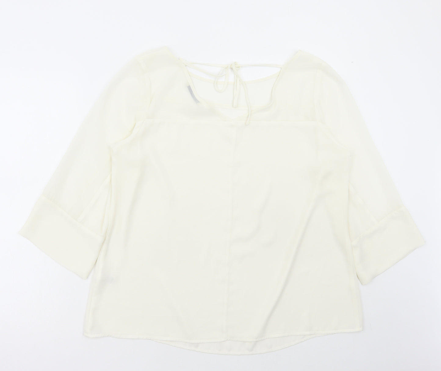 George Womens White Polyester Basic Blouse Size 16 Round Neck