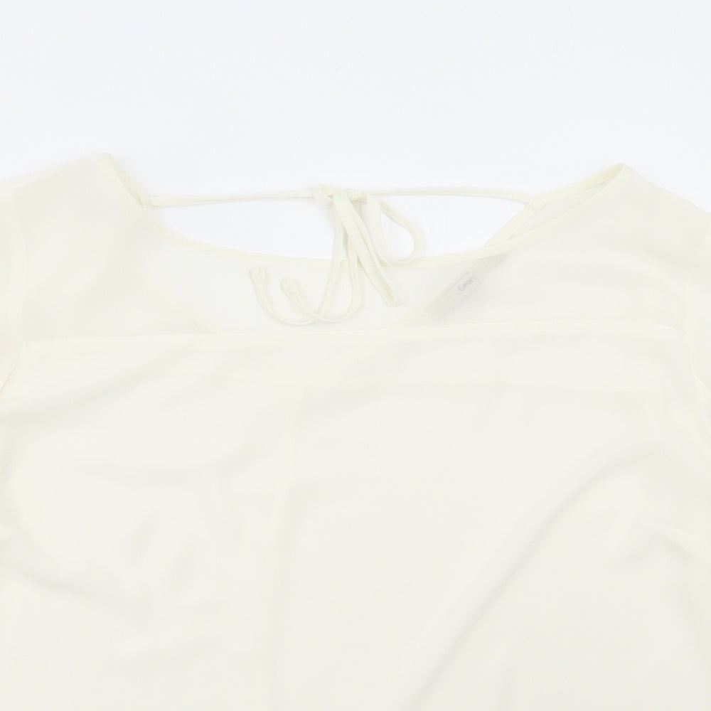 George Womens White Polyester Basic Blouse Size 16 Round Neck