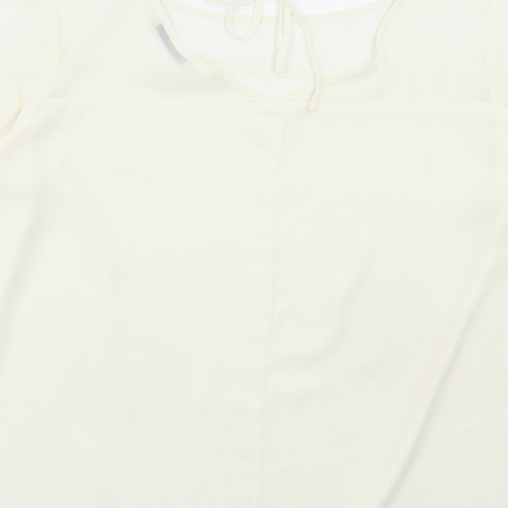 George Womens White Polyester Basic Blouse Size 16 Round Neck