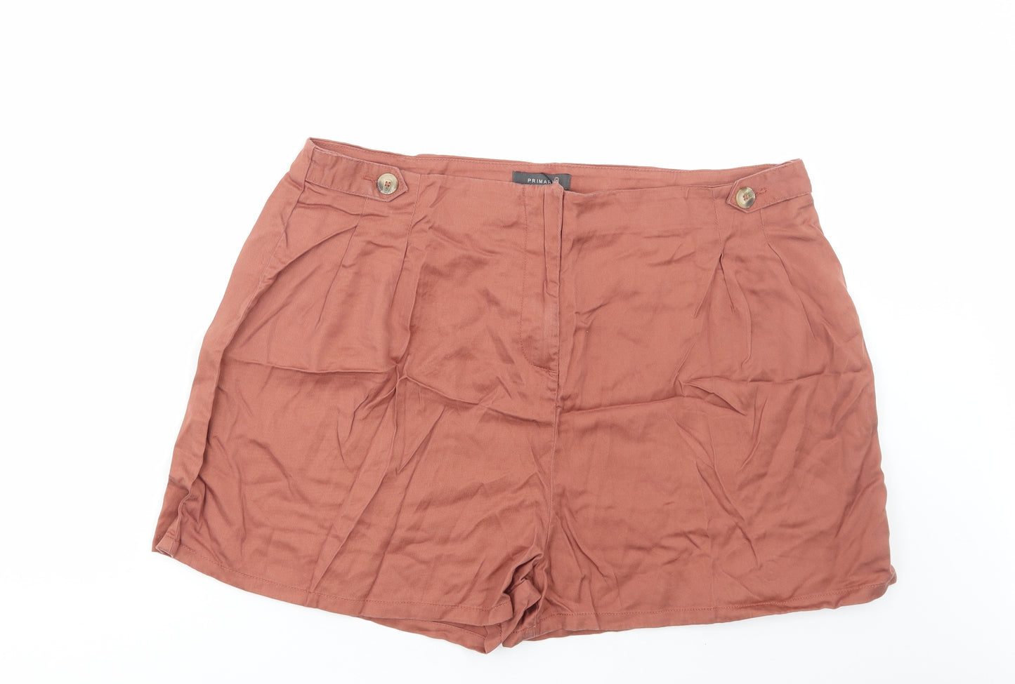 Primark Womens Brown Cotton Bermuda Shorts Size 20 L4 in Regular Zip