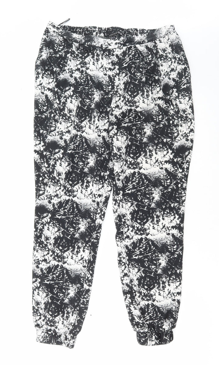 Atmosphere Womens Black Geometric Polyester Bloomer Trousers Size 14 L29 in Regular