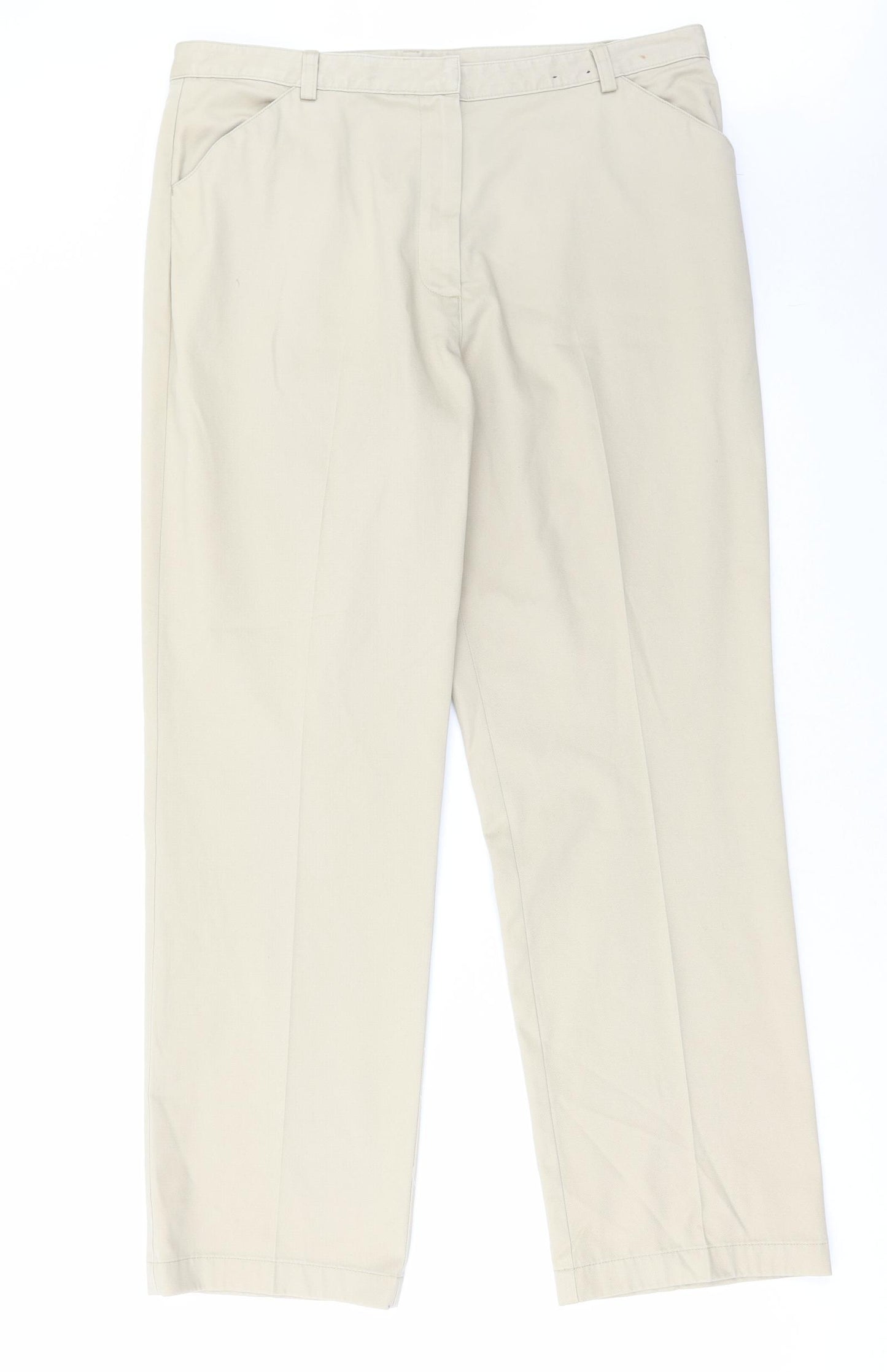 Softal Womens Beige Cotton Chino Trousers Size 16 L30 in Regular Zip