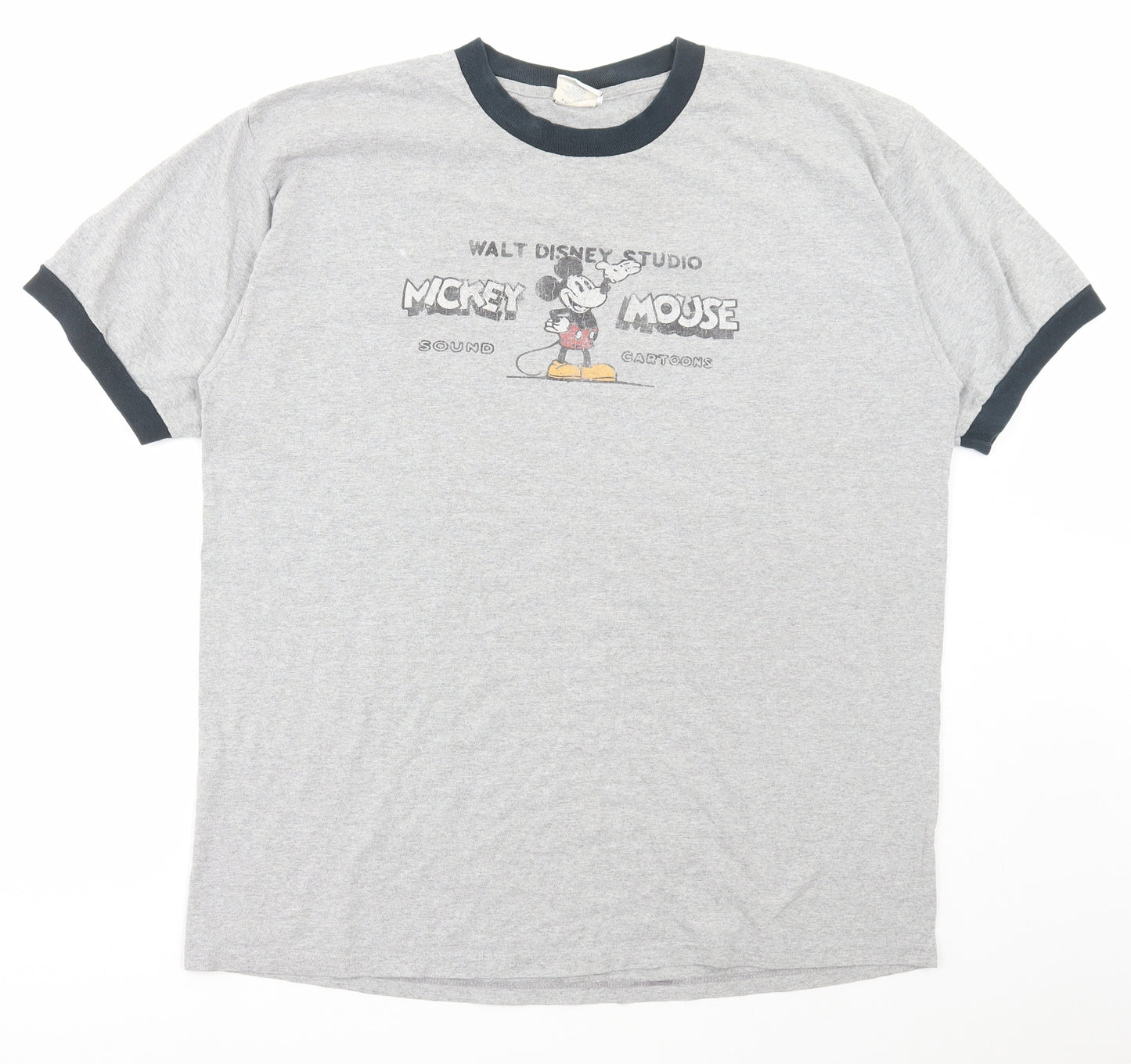 Disney Store Mens Grey Cotton T-Shirt Size XL Round Neck - Mickey Mouse