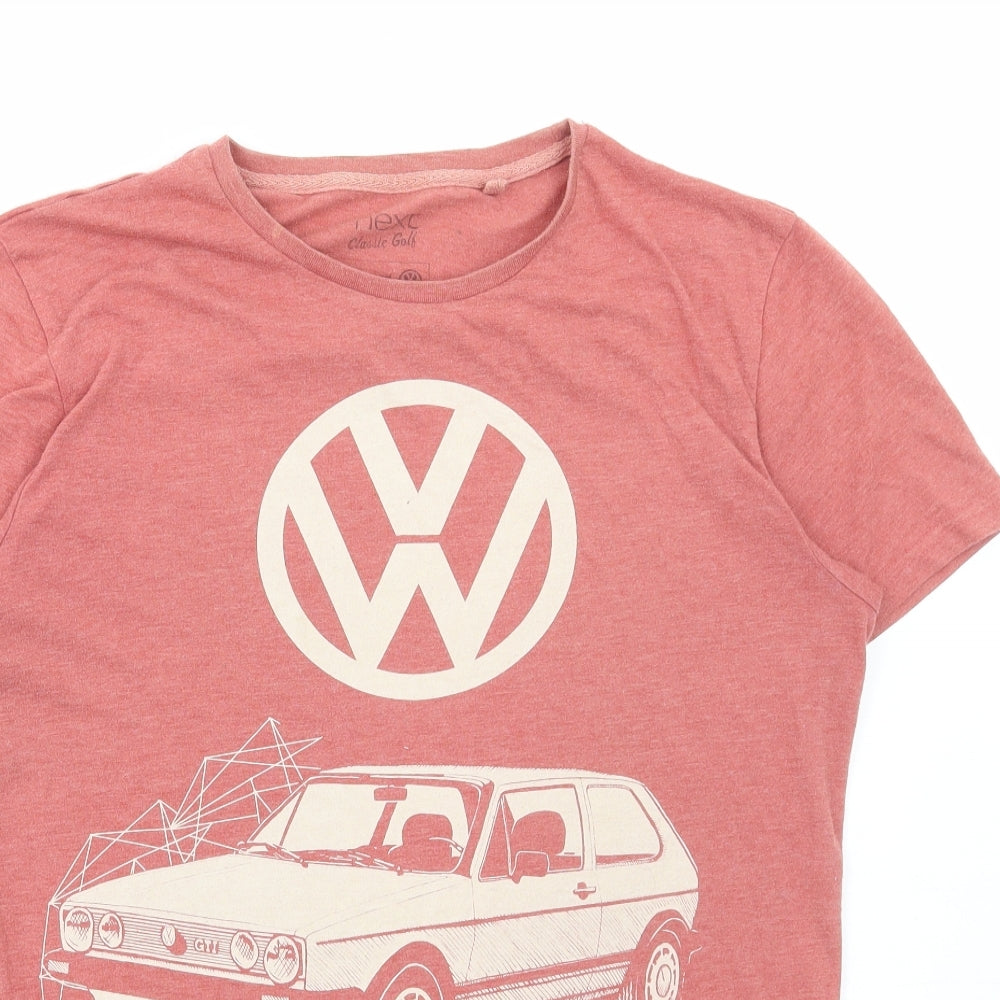NEXT Mens Orange Polyester T-Shirt Size M Round Neck - VW Golf