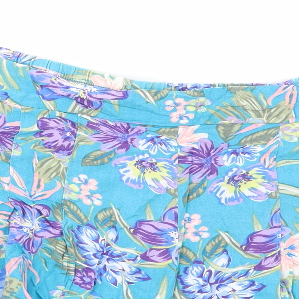 New Look Womens Multicoloured Floral Viscose Hot Pants Shorts Size 14 Regular Drawstring