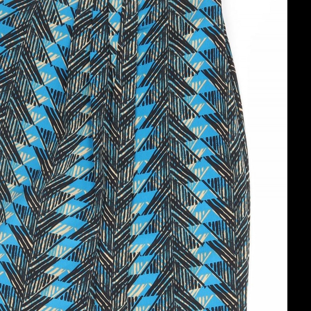 TU Womens Blue Geometric Polyester Straight & Pencil Skirt Size 14 Zip