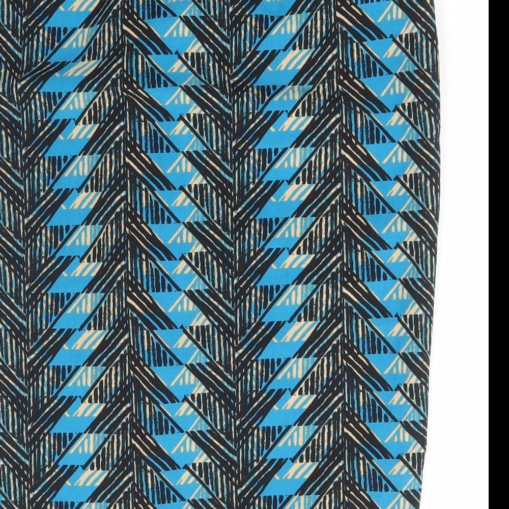 TU Womens Blue Geometric Polyester Straight & Pencil Skirt Size 14 Zip