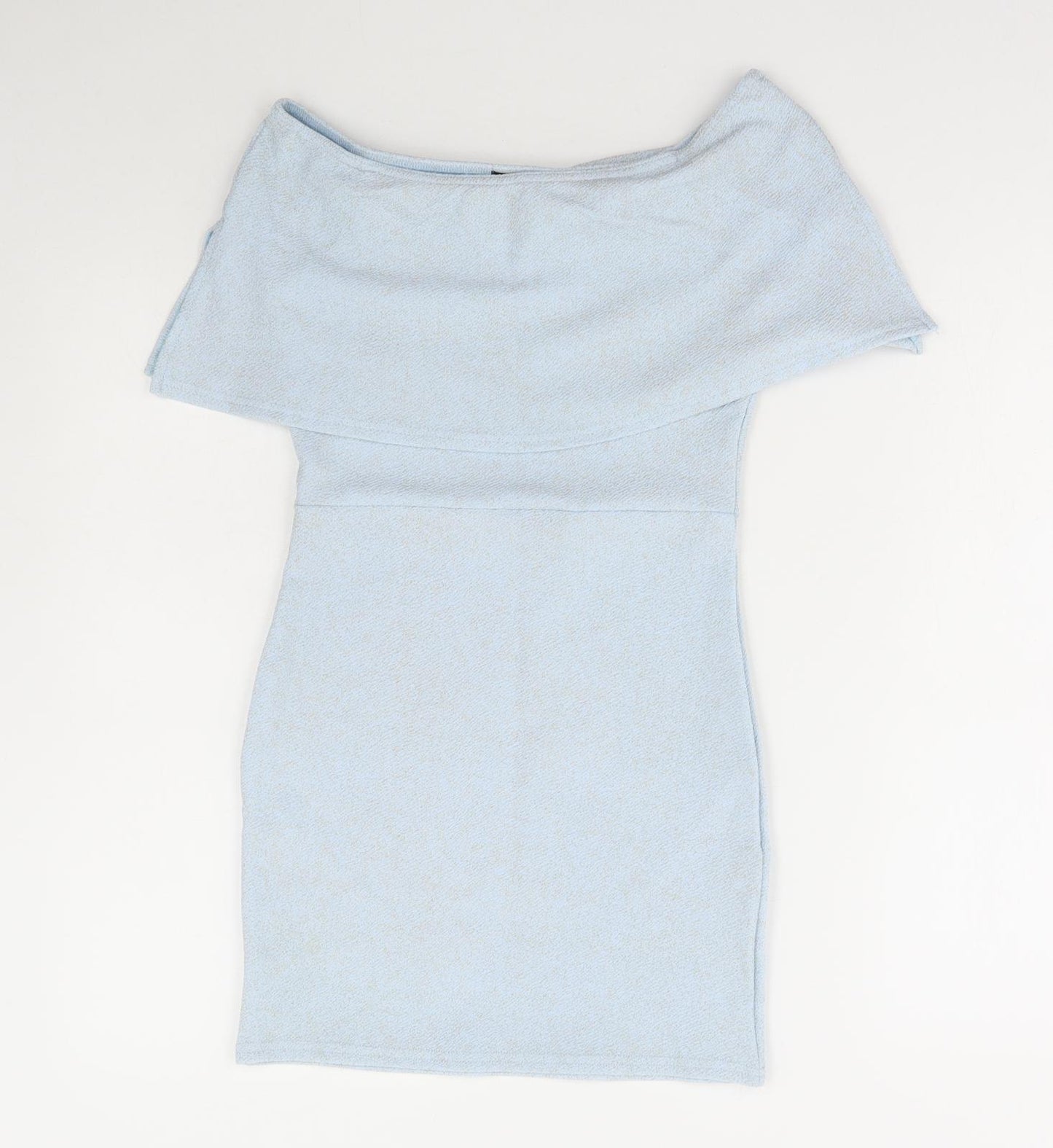 I SAW IT FIRST Womens Blue Polyester Bodycon Size 8 Round Neck Pullover