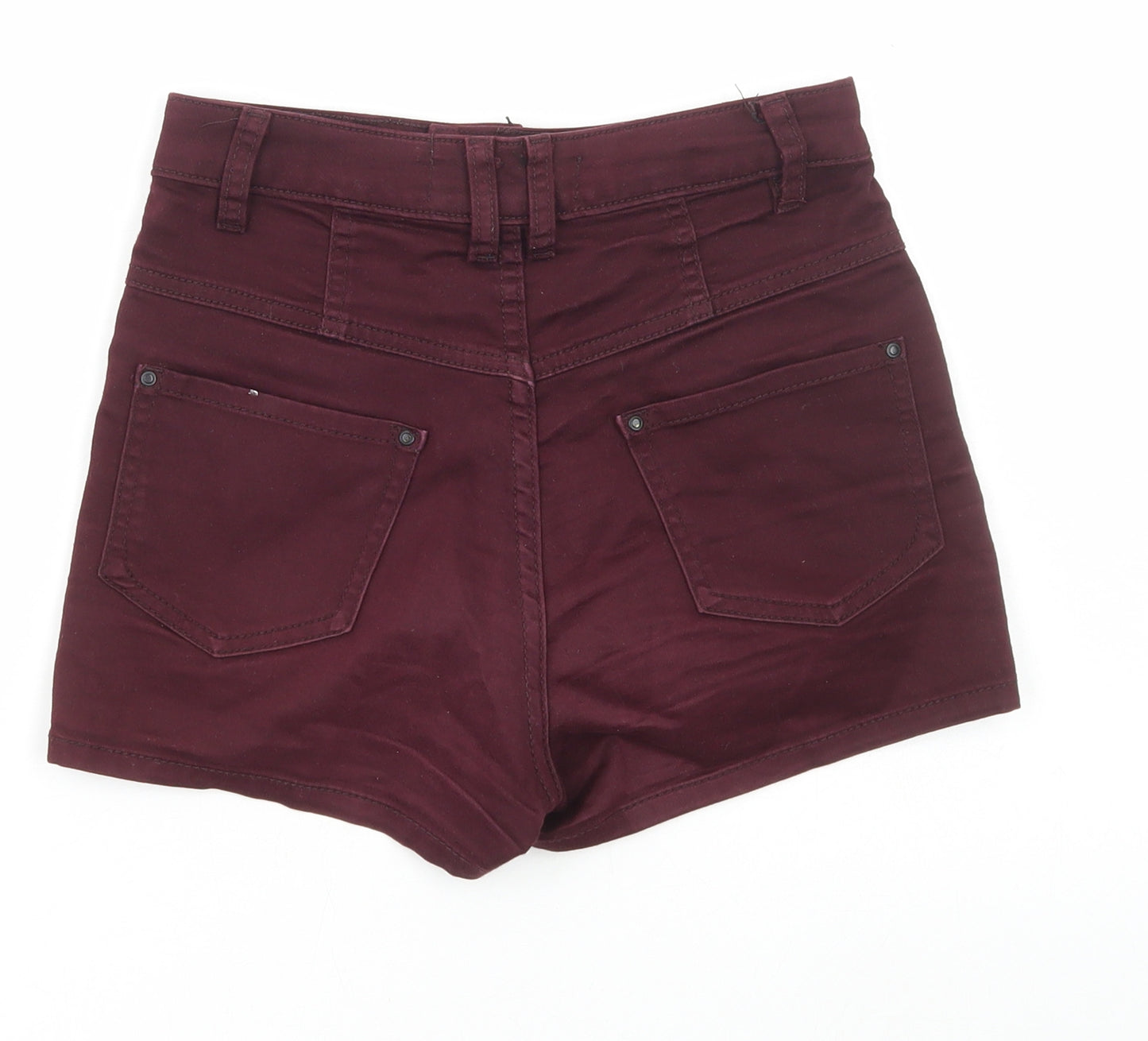 New Look Womens Red Cotton Hot Pants Shorts Size 8 Regular Button