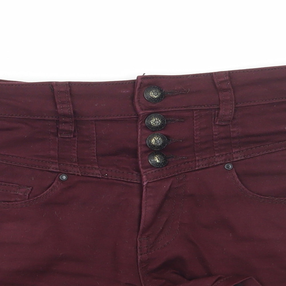 New Look Womens Red Cotton Hot Pants Shorts Size 8 Regular Button