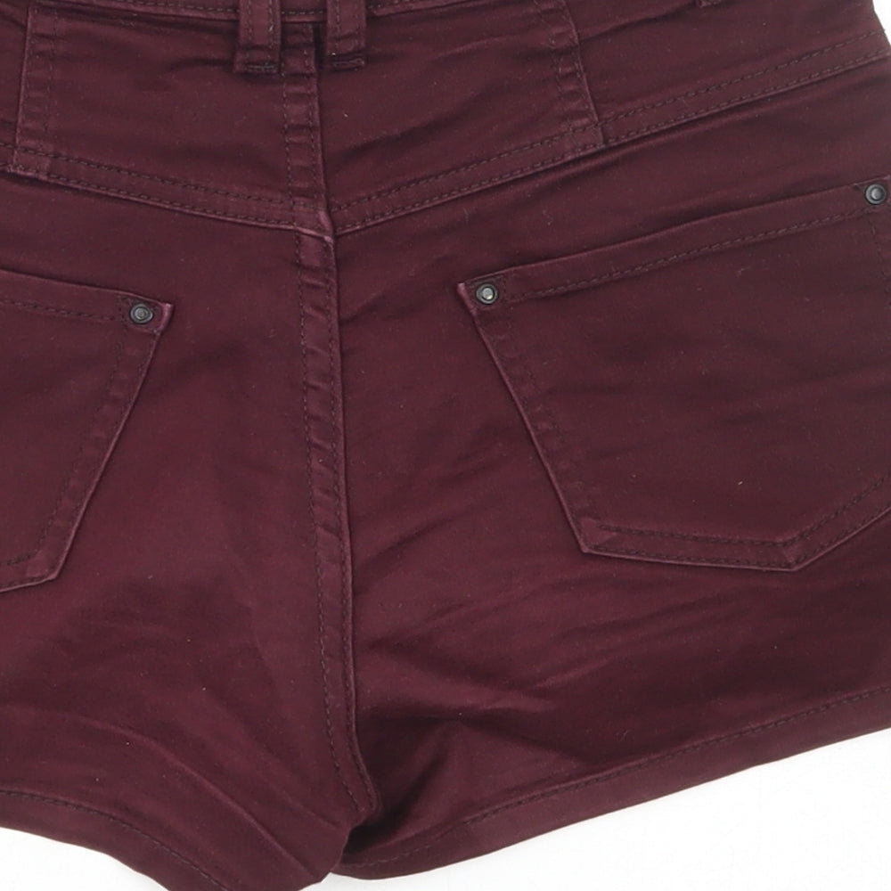 New Look Womens Red Cotton Hot Pants Shorts Size 8 Regular Button