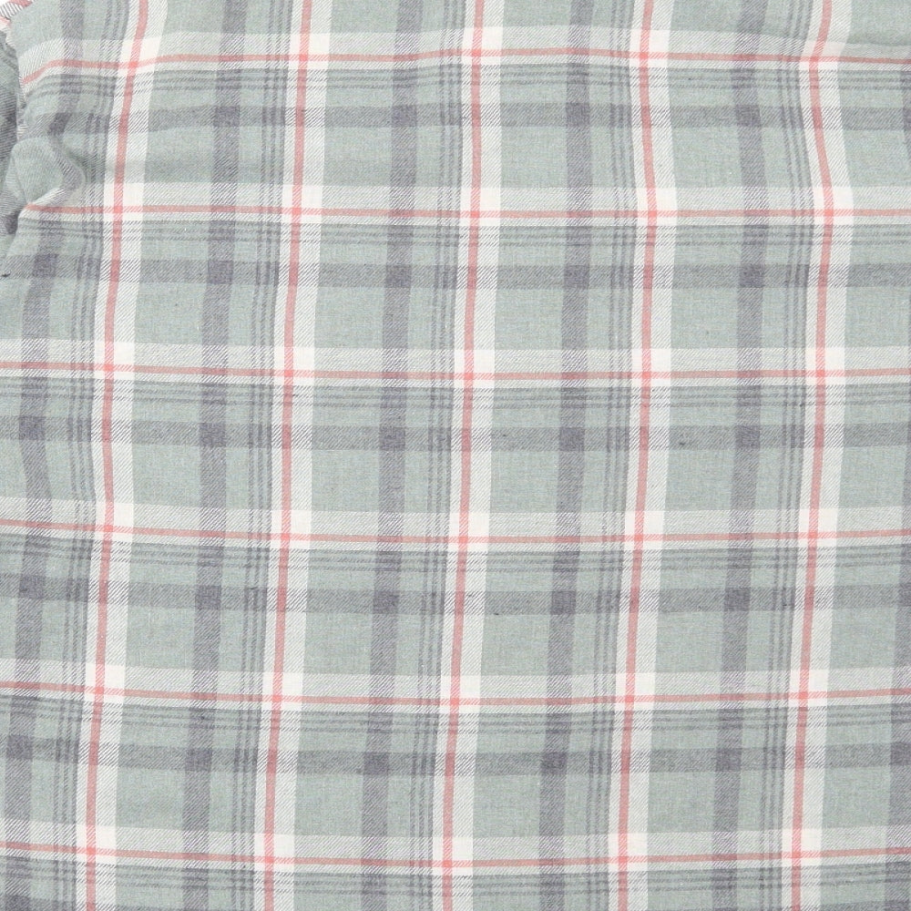 Nasty Gal Womens Green Plaid Cotton Basic Button-Up Size S Collared