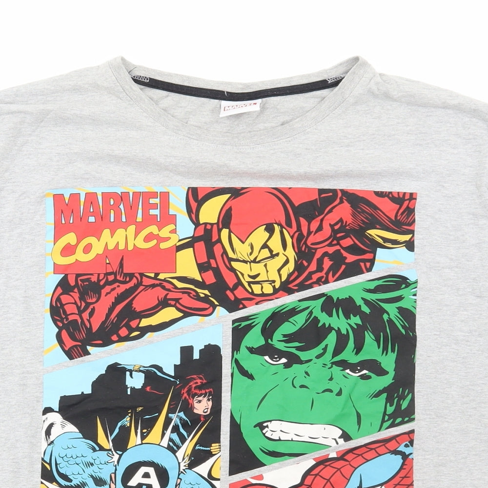Avenue Mens Grey Cotton T-Shirt Size 2XL Round Neck - Marvel