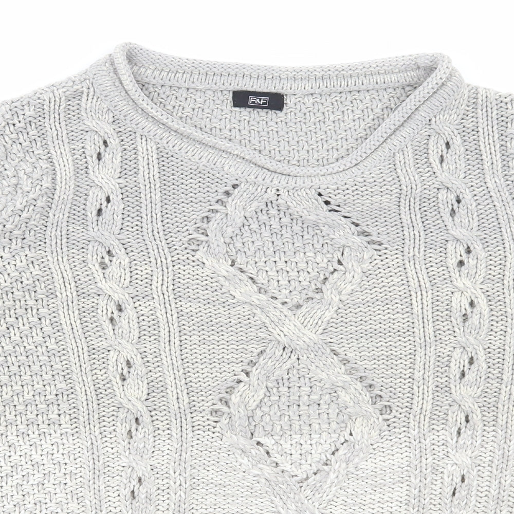 F&F Womens Grey Scoop Neck Acrylic Pullover Jumper Size 18