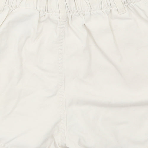 H&M Womens White Cotton Paperbag Shorts Size XS L3 in Regular Zip