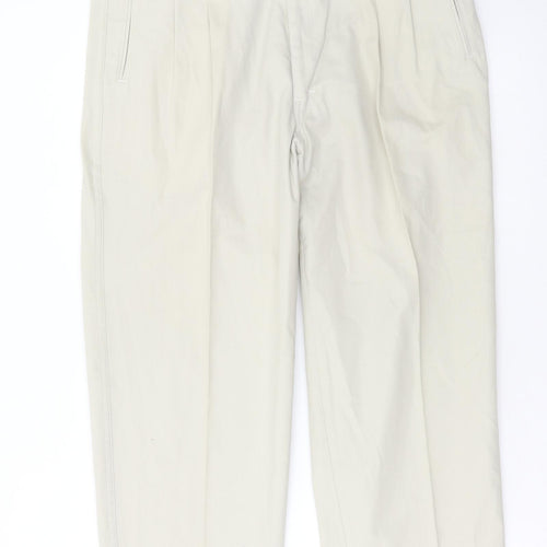 Preworn Mens Beige Cotton Chino Trousers Size 36 in L26 in Regular Hook & Eye