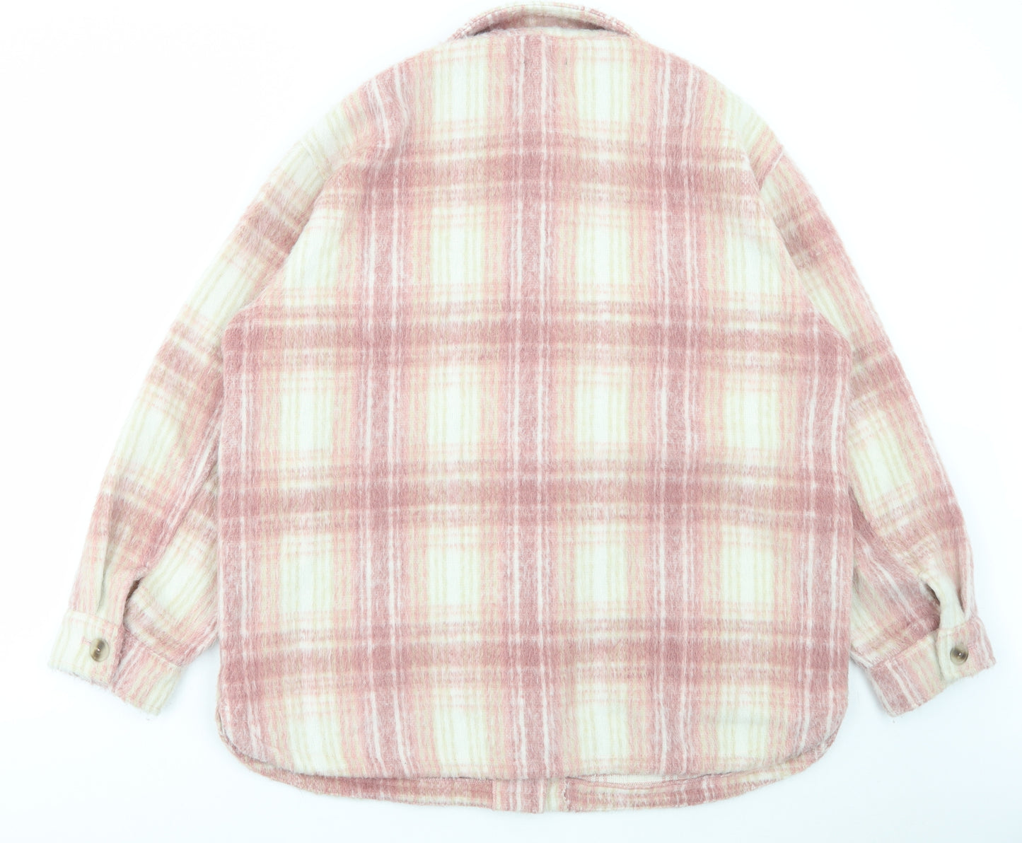 New Look Womens Pink Plaid Jacket Size 16 Button
