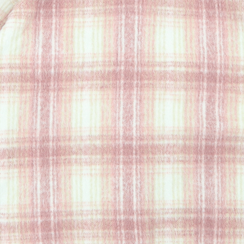 New Look Womens Pink Plaid Jacket Size 16 Button