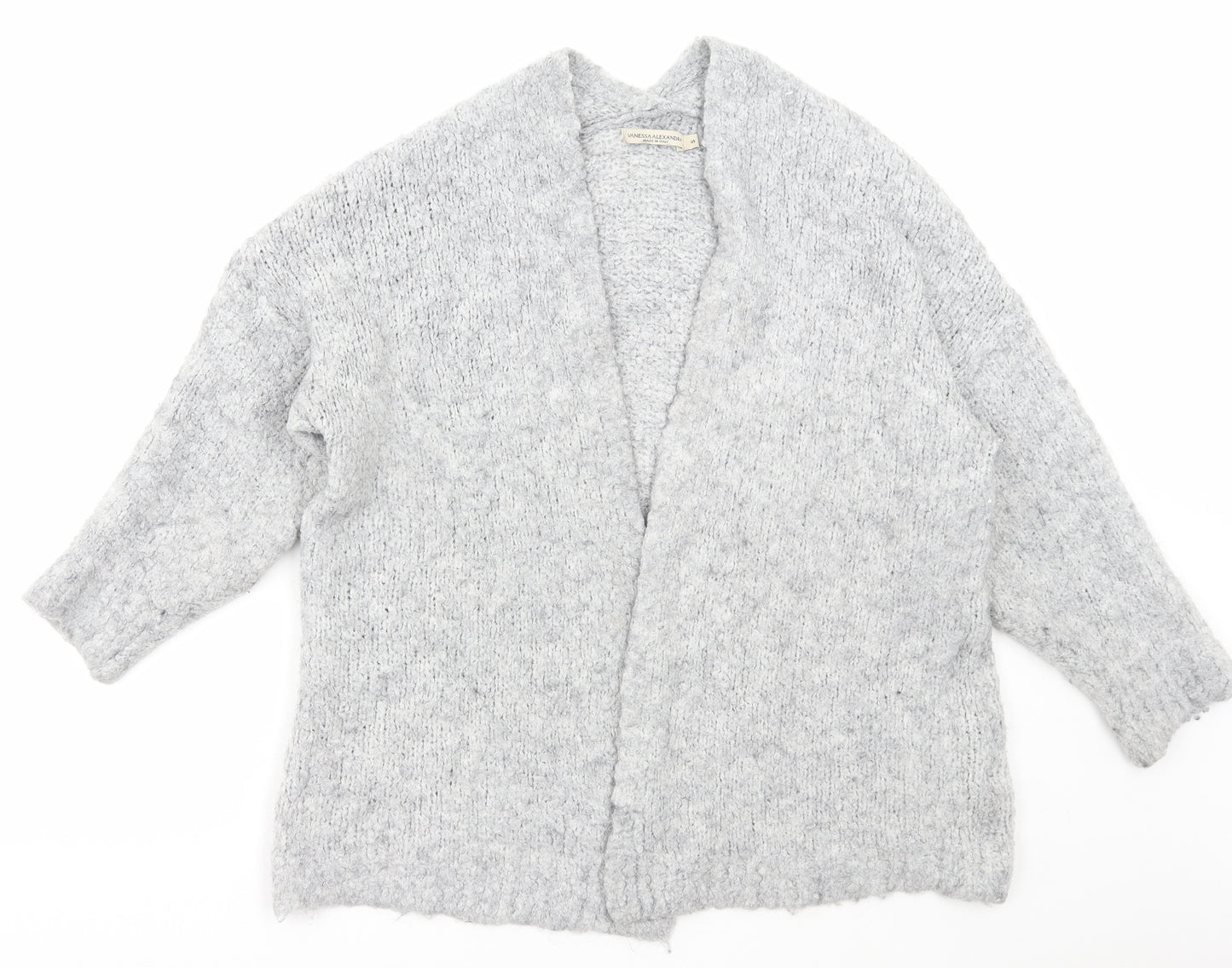 Vanessa Alexandra Womens Grey V-Neck Polyacrylate Fibre Cardigan Jumper Size S