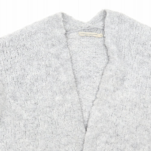 Vanessa Alexandra Womens Grey V-Neck Polyacrylate Fibre Cardigan Jumper Size S