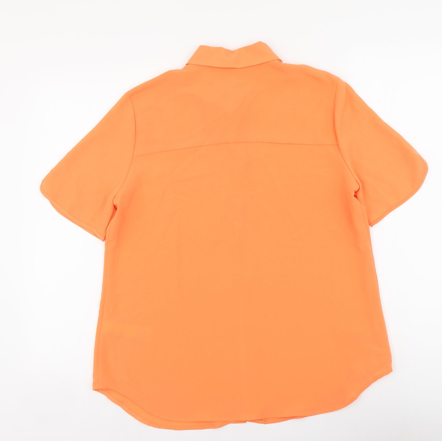 Marks and Spencer Womens Orange Polyester Basic Button-Up Size 8 Collared