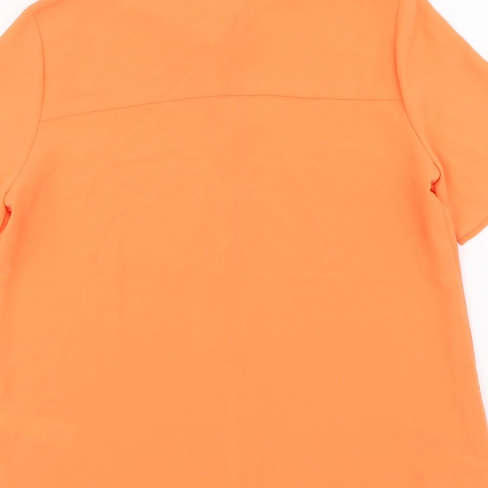 Marks and Spencer Womens Orange Polyester Basic Button-Up Size 8 Collared