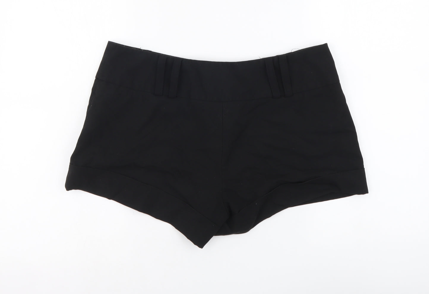 River Island Womens Black Polyester Hot Pants Shorts Size 14 L3 in Regular Button