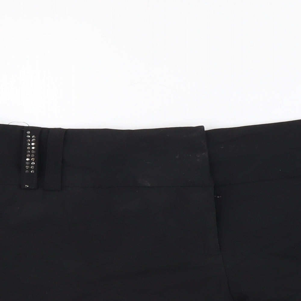 River Island Womens Black Polyester Hot Pants Shorts Size 14 L3 in Regular Button