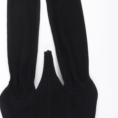 PRETTYLITTLETHING Womens Black Cotton Mini Size 6 Halter Zip