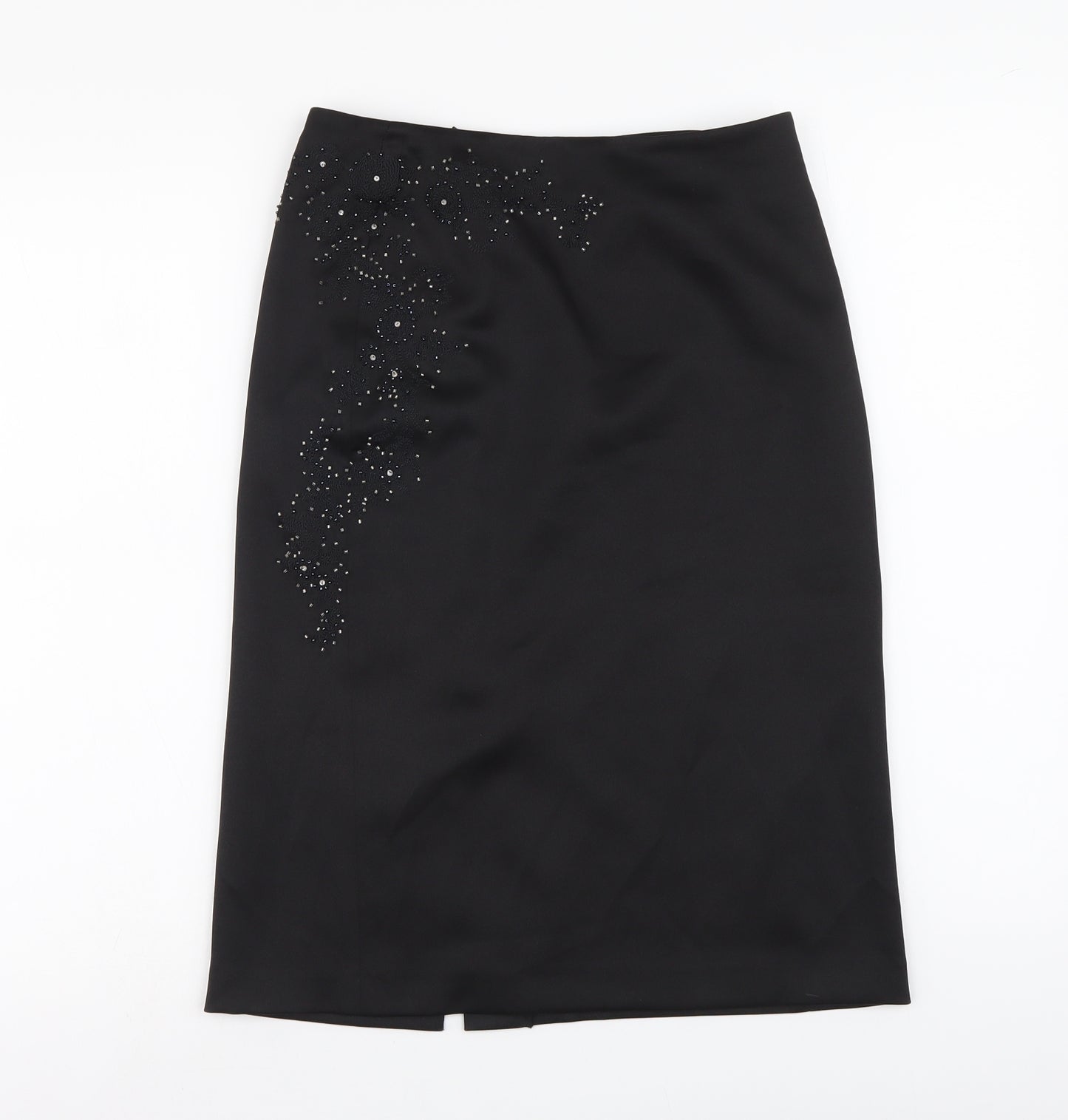 New Look Womens Black Polyester A-Line Skirt Size 8 Zip