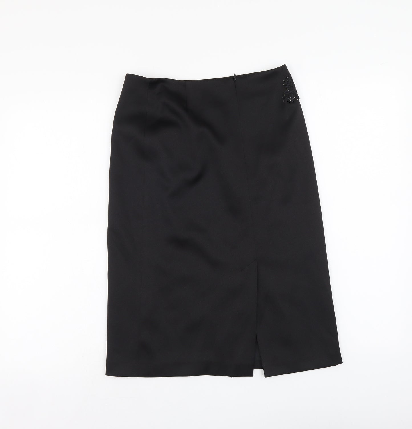 New Look Womens Black Polyester A-Line Skirt Size 8 Zip