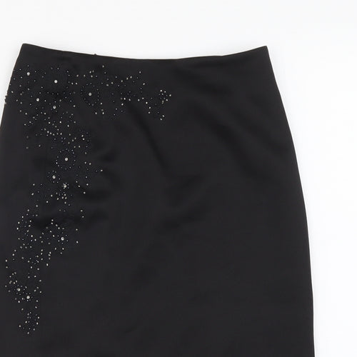 New Look Womens Black Polyester A-Line Skirt Size 8 Zip