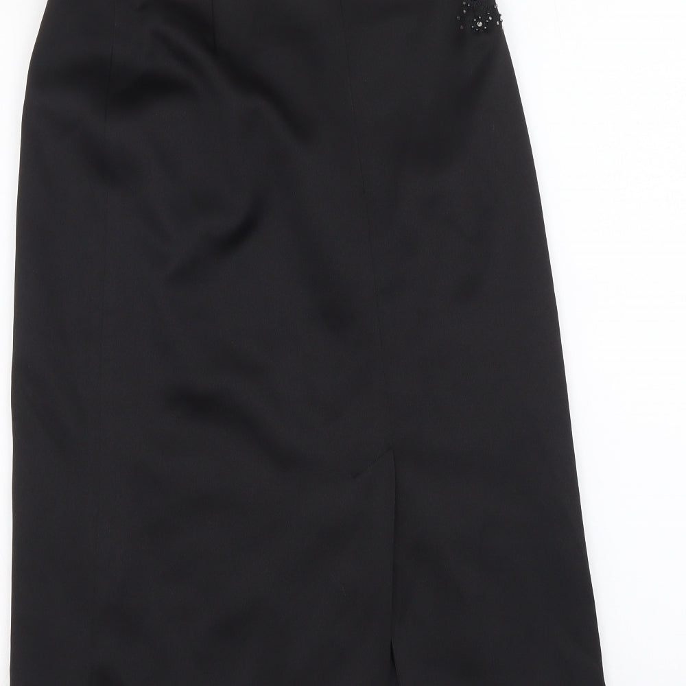 New Look Womens Black Polyester A-Line Skirt Size 8 Zip