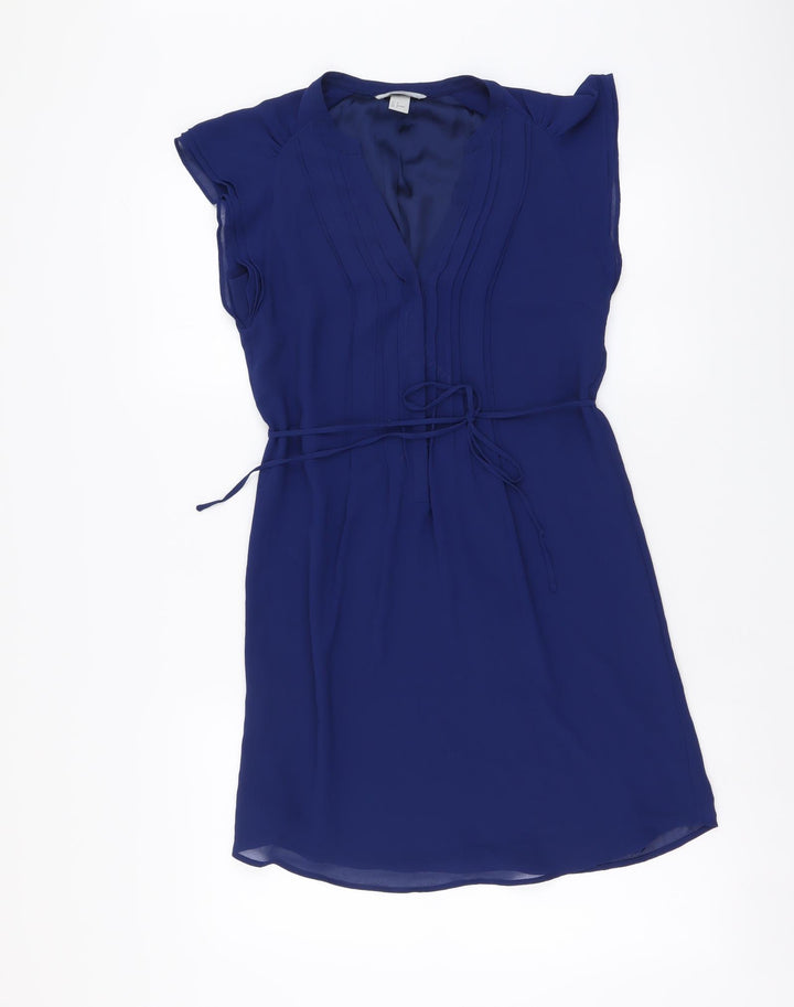 H&M Womens Blue Polyester Mermaid Size XS V-Neck Pullover