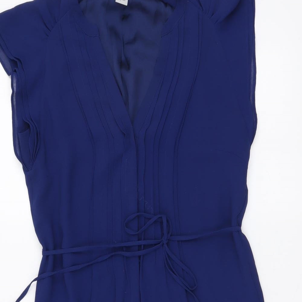 H&M Womens Blue Polyester Mermaid Size XS V-Neck Pullover
