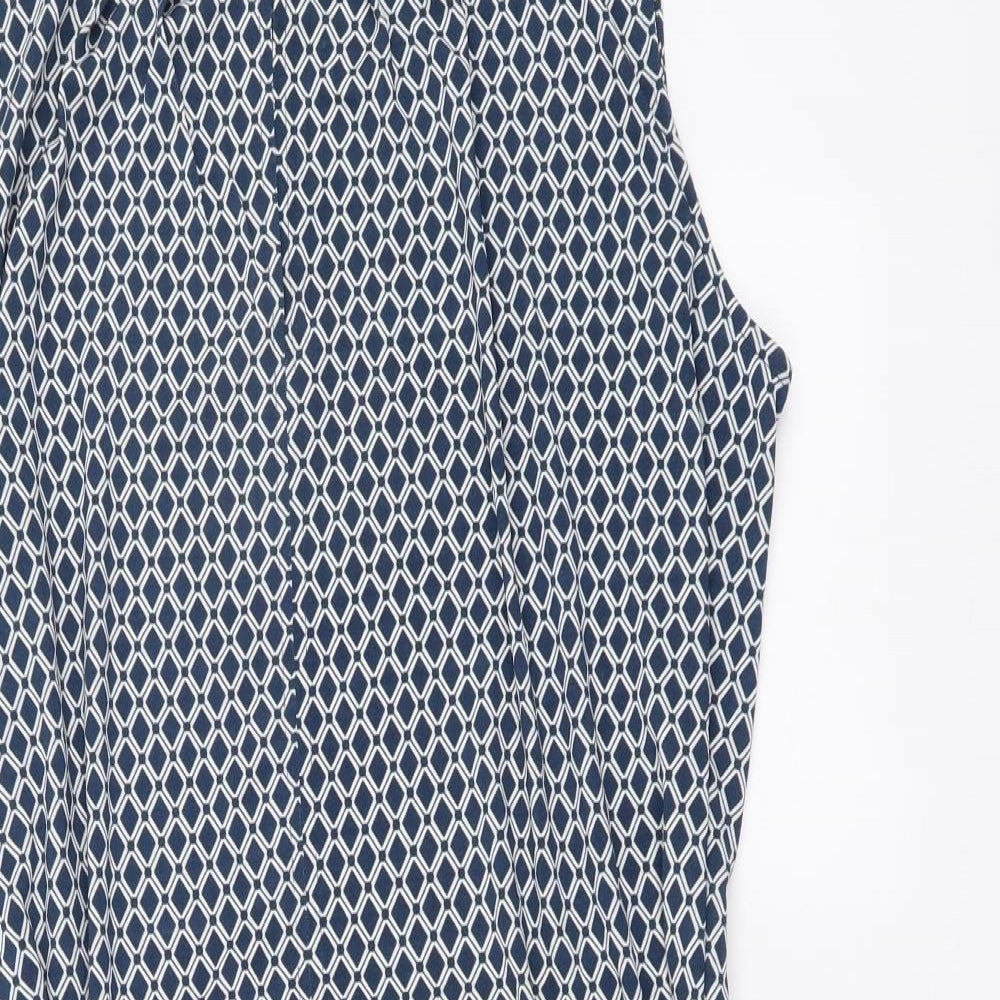 H&M Womens Blue Geometric Viscose A-Line Size L Round Neck Pullover