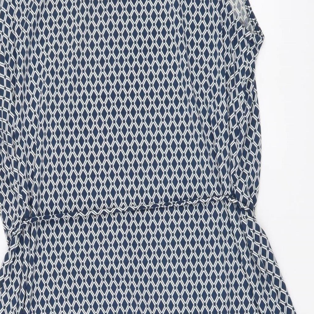 H&M Womens Blue Geometric Viscose A-Line Size L Round Neck Pullover