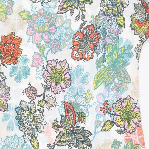 Preworn Womens Multicoloured Floral Polyester Basic Blouse Size 10 Round Neck