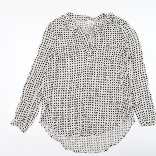 Velvet Womens Grey Geometric Viscose Basic Blouse Size M V-Neck