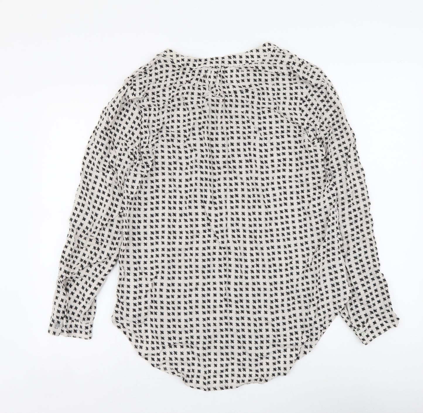 Velvet Womens Grey Geometric Viscose Basic Blouse Size M V-Neck