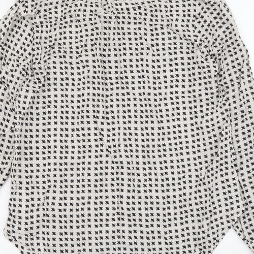 Velvet Womens Grey Geometric Viscose Basic Blouse Size M V-Neck