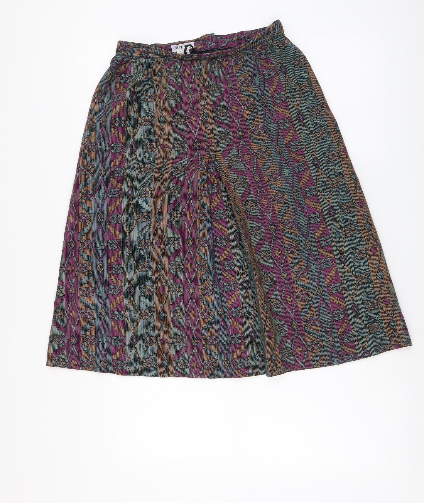 Hypehen Womens Multicoloured Geometric Acrylic A-Line Skirt Size 14 Zip