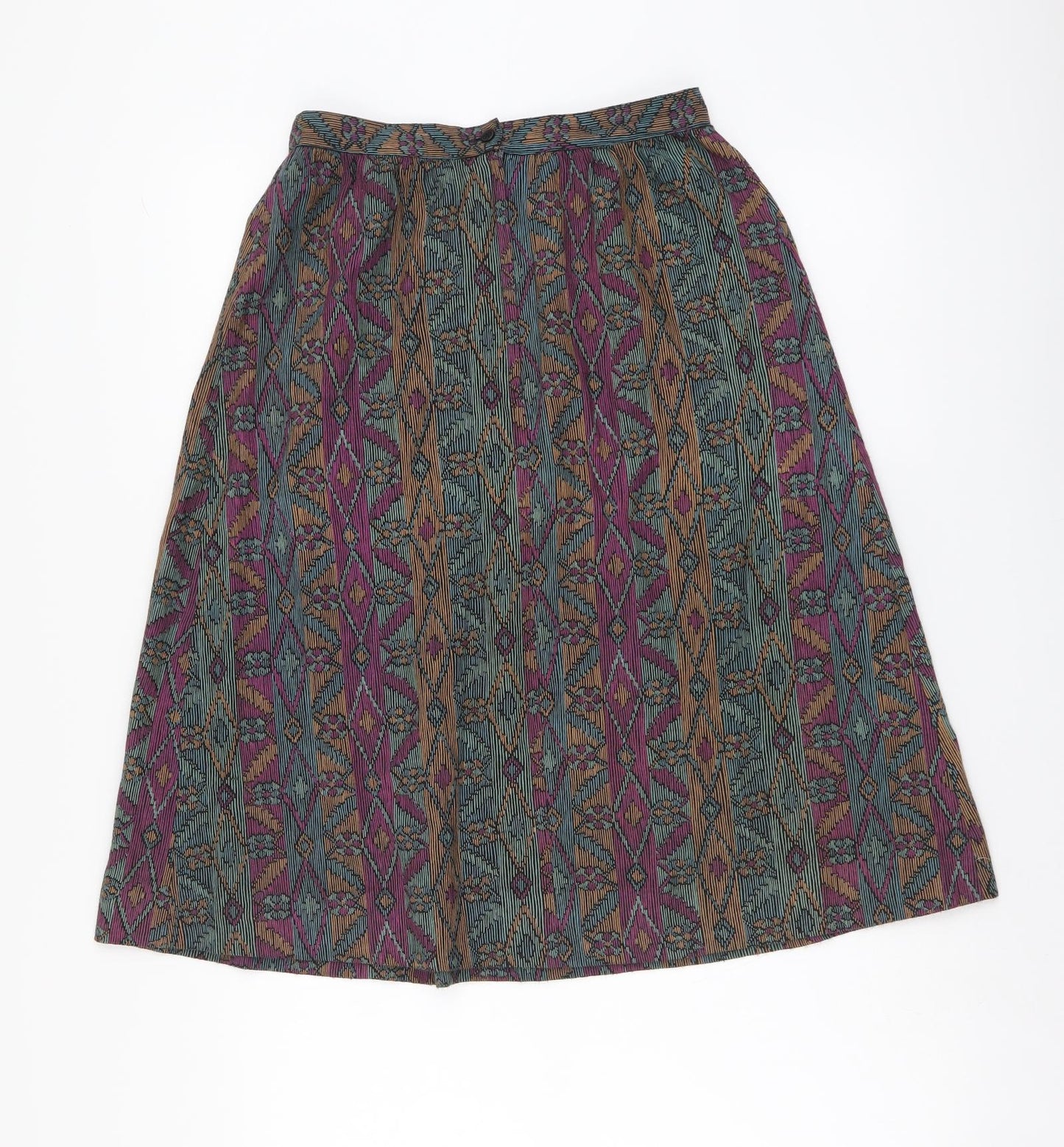 Hypehen Womens Multicoloured Geometric Acrylic A-Line Skirt Size 14 Zip