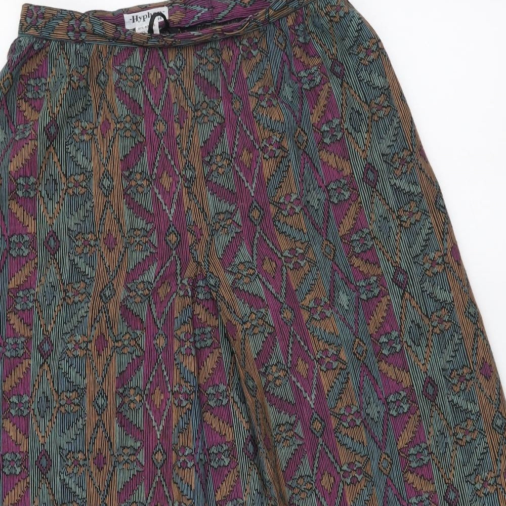 Hypehen Womens Multicoloured Geometric Acrylic A-Line Skirt Size 14 Zip