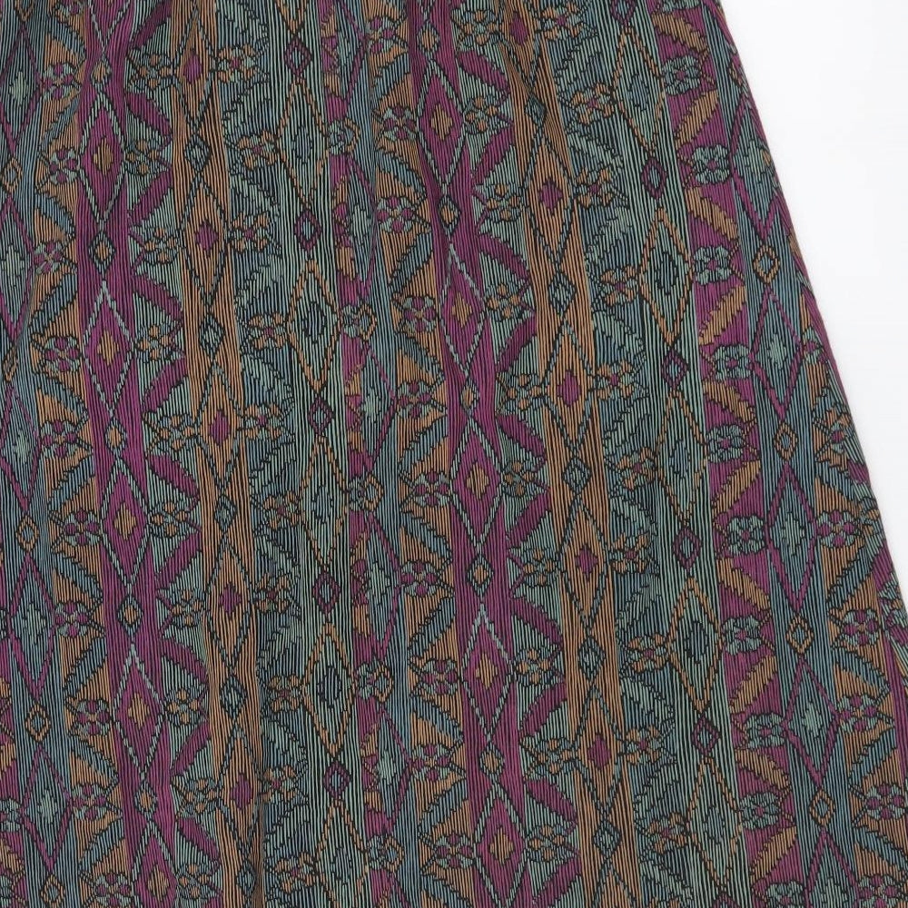 Hypehen Womens Multicoloured Geometric Acrylic A-Line Skirt Size 14 Zip