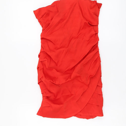 Zara Womens Red Polyester Mini Size S Off the Shoulder Zip