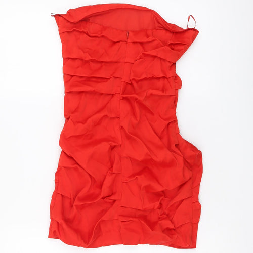 Zara Womens Red Polyester Mini Size S Off the Shoulder Zip